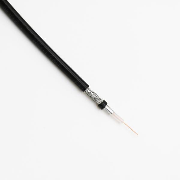 Black Flexible Coaxial Cable High Transmission 128 Braided Solid PE Insulated CATV Cable