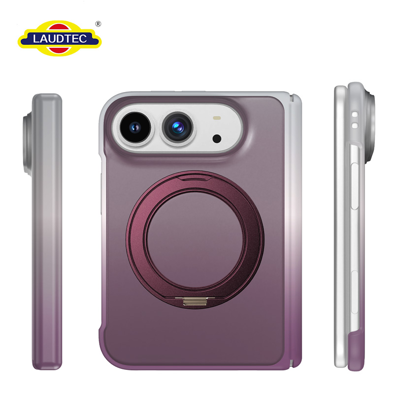 Laudtec Magnetic Phone Case with Rotating Ring Stand, Ultra-Slim Smudge-Resistant, ISO-Certified for iPhone 18 Fold