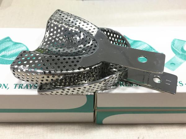 Front / Side Partial Orthodontic Impression Trays , Metal Dental Trays Perforated Size #1