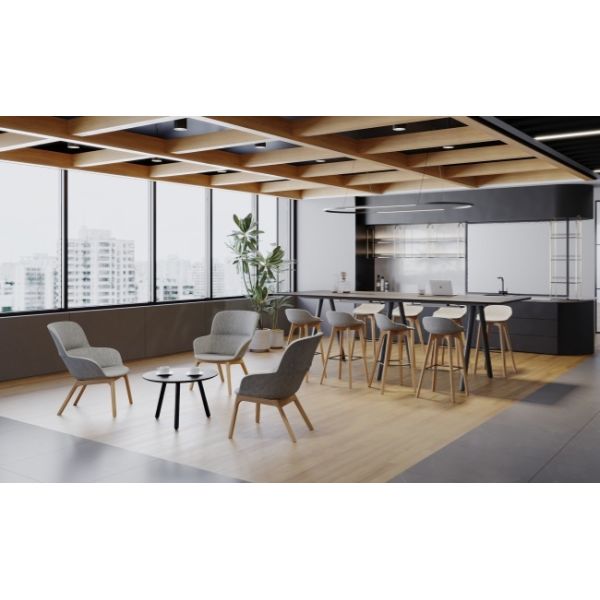 PP Fabric Commercial Lounge Chair Leisure Lounge Chairs Ash Wood Legs For Hotel Office
