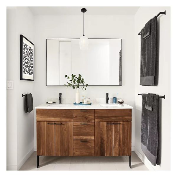 Apartment Bathroom Vanity Combo with Mirror Customized Waterproof Modern Cabinets