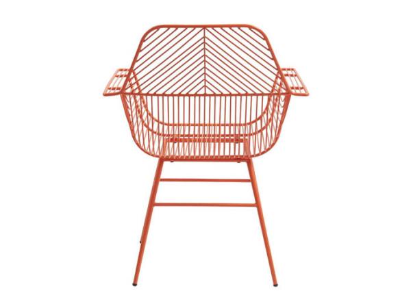 Waterproof Outdoor Restaurant Stackable Steel Wire Iron Red Dining Arm Chairs