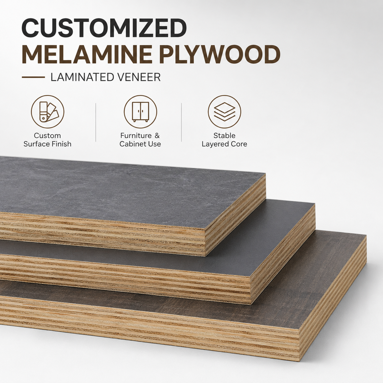Melamine Laminated Plywood Clean Cutting Furniture Panel for Cabinet Making Drilling Routing and Edge Banding