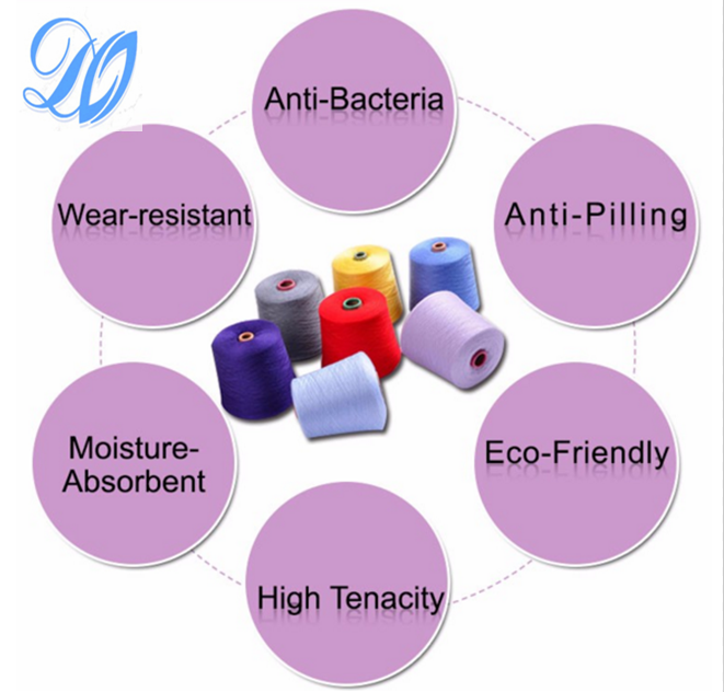 O poliéster cor-de-rosa do anel do Ne 20s da cor de 100% girou o fio 21s para peúgas de Kintting