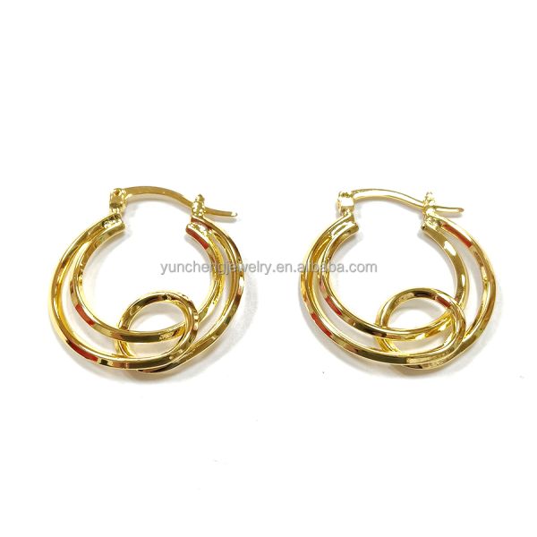 ODM Медное сплав Средние серьги 14k Золотые серьги Средние