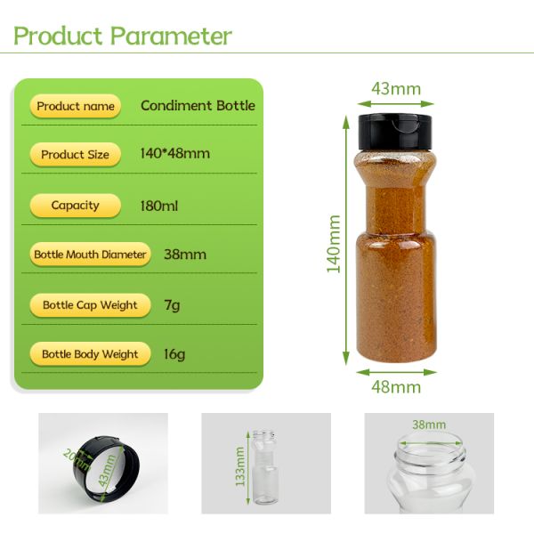 Clear PET Bottle BBQ Condiment Seasoning Plastic Salt Shakers Jar PET Spice Bottles Dry Food