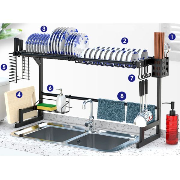 Dish Drying Kitchen Dish Rack Over Sink 650mm Width 480mm Height Multifunctional