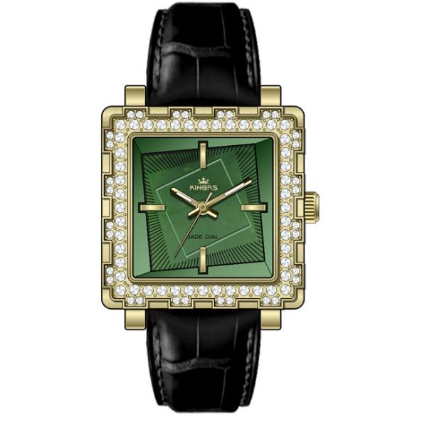 Ladies Jewelry Green Jade Watch Multifunction Stainless Steel