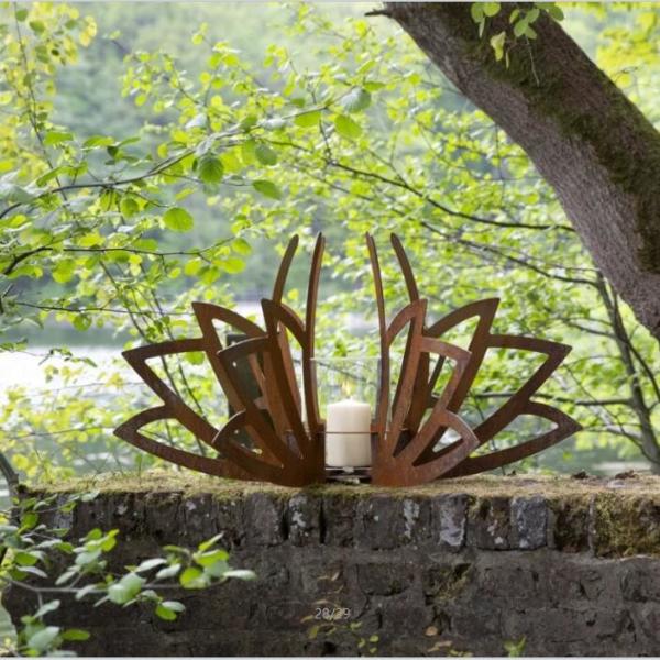 Lanterna multifuncional de Lotus Shaped Corten Steel Garden dos castiçal