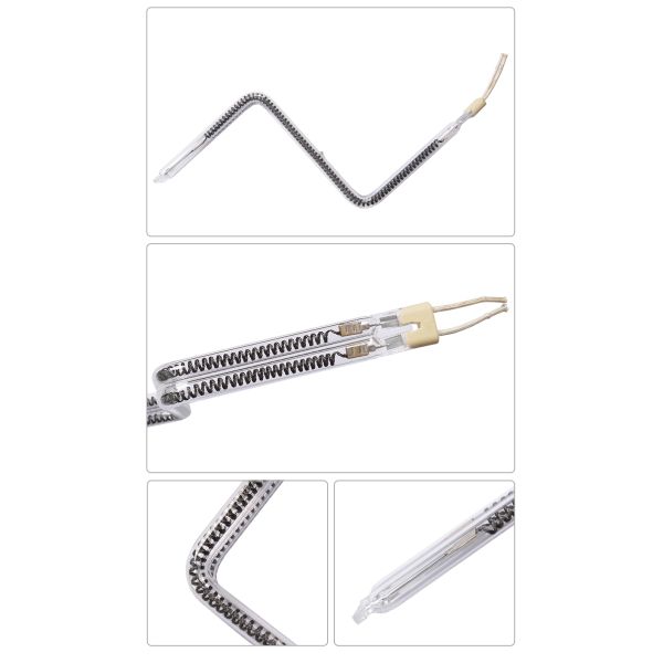 Carbon Z-type double tube medium wave infrared heating tube with 5000 hours lifespan quartz tube material and custom voltage wattage