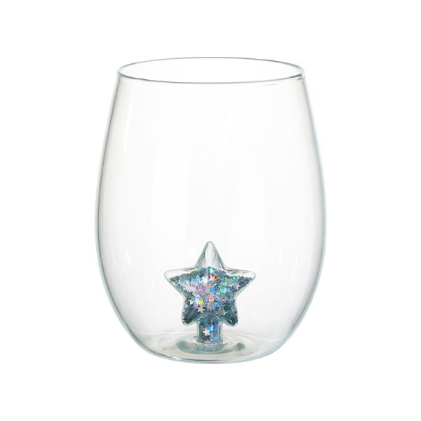 500ML Capacity Egg Shape Glass Water Tumbler Drinking Cup With Sequins And Glitter
