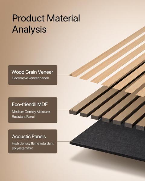 Home Theater Modern Slat Wall Acoustic Panel Mdf Wood Slat PET With wood Veneer