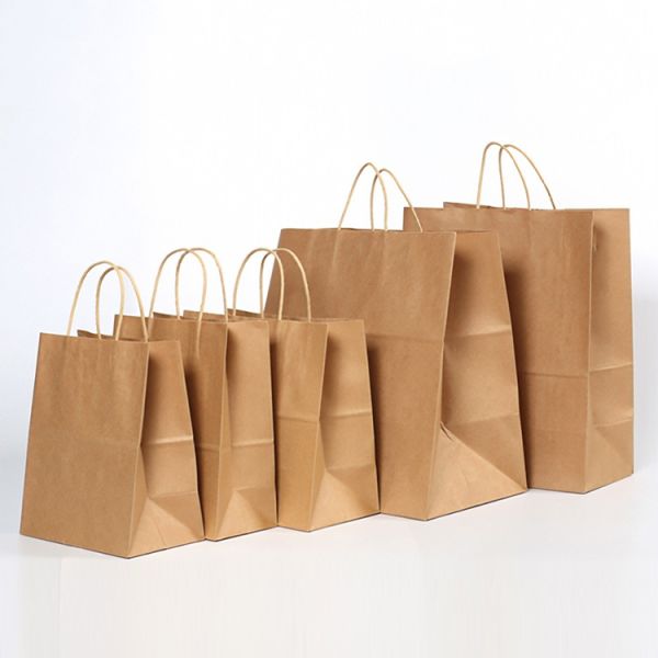 Bolsa de compras de papel kraft de fondo plano para envases de té y café