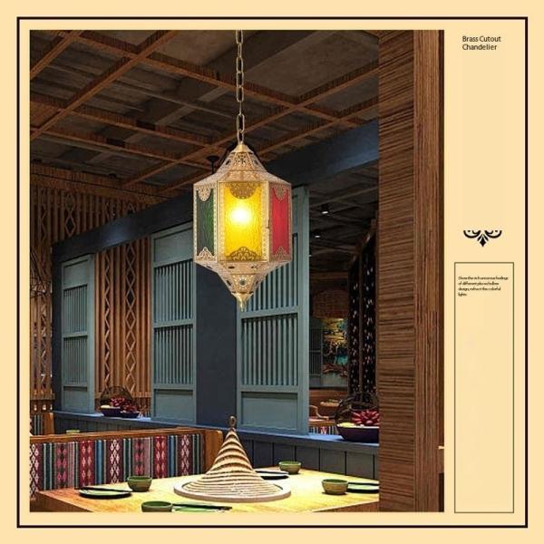 LED Copper Chandelier Decorative Lamps in Moroccan Style with Stained Glass Body Material Copper Product Weight kg 2.5 KG