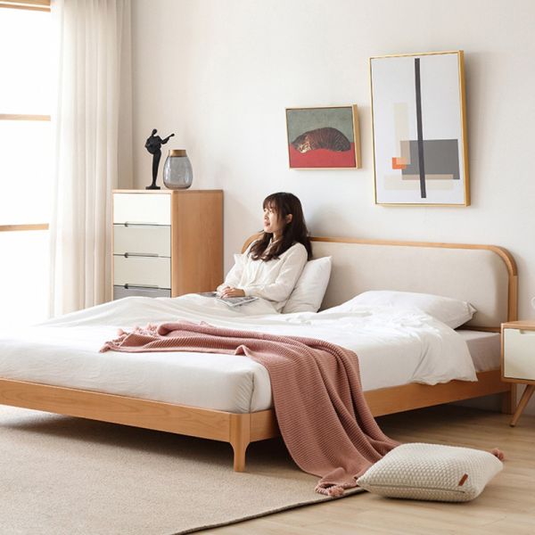 Bedroom Furniture Solid Wood With Headboard Beech Frame Sleeper for Double in Guest Room en Platform