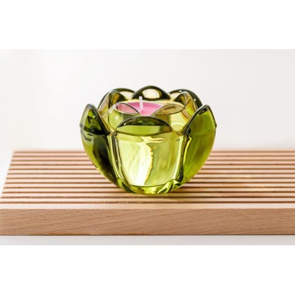 Lotus Tealight Votive Color Glass Candle Holder Machine Pressed 7cm Height