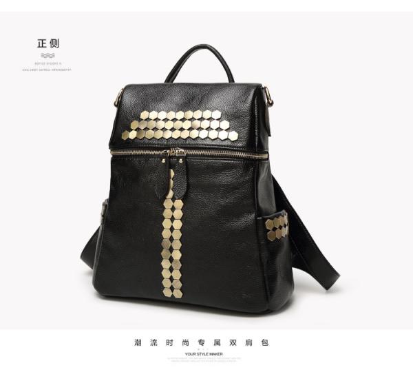 Boutique fashion leather handbag shoulder bag black backpack female