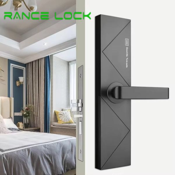 Stainless Steel Electronic Door Handle Lock Black Wireless Door Lock