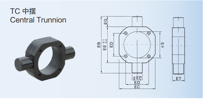 Железные стандартные аксессуары цилиндра воздуха чернят Труннион централи ТК цвета
