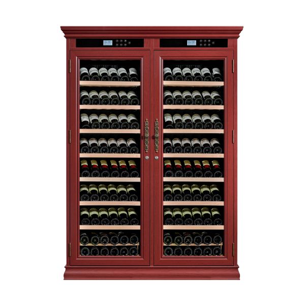 Freestanding Wooden Wine Cooler Cabinet With Dual Glass Doors