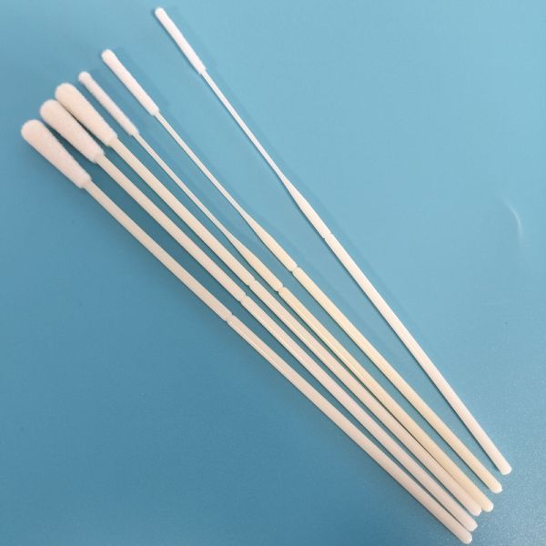 ABS Stick Flocked Nylon Nasal Swab Specimen Collection Swab With Breaking Point Individually Wrapped