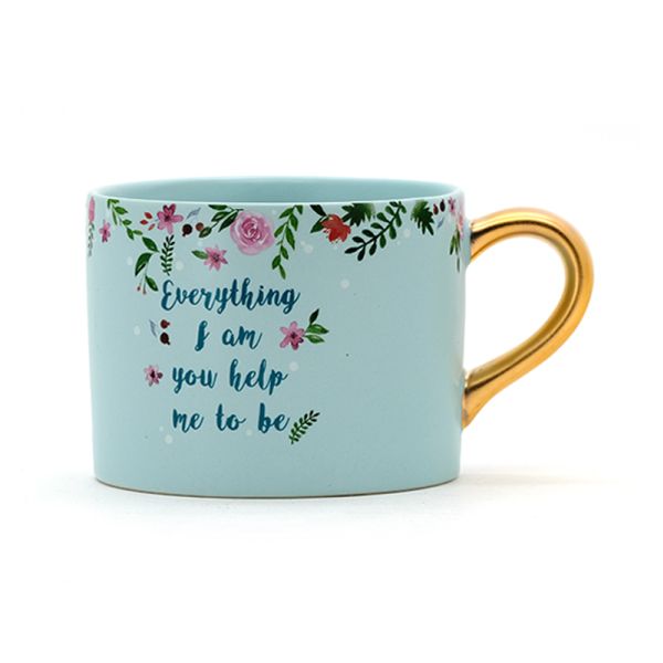 Jolie vaisselle pour la fête des mères élégante maman cadeau design tasse de café en céramique avec poignée en or