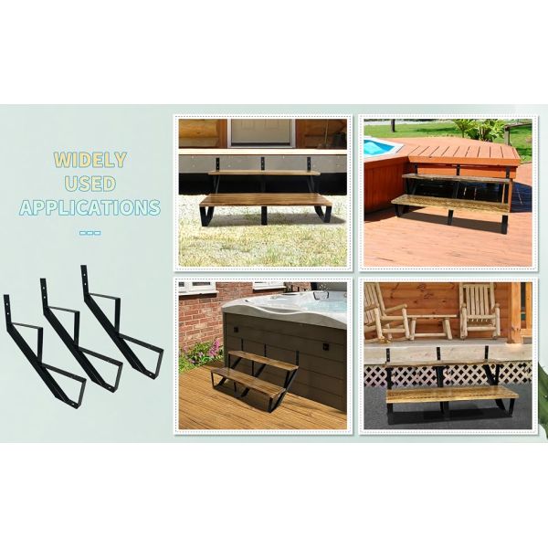 Steel Stair Riser 4 Step Stair Stringer for Deck Height 34.7 in Metal Stair Step Riser for Outdoor Steps Stairs
