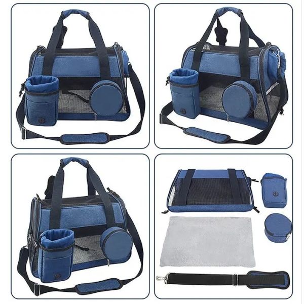 3 In 1 Pet Carrier Bag Small Cat Dog Travel Carrier Nylon PU Cotton Material