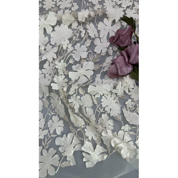 Elegant Floral Lace Mesh Ground for Dressmaking Gowns Soft Lightweight