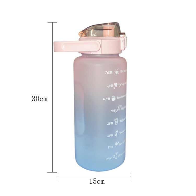 Unisex бутылка с водой логотипа 2000ml силикона спорт подгонянная бутылкой с водой с соломой