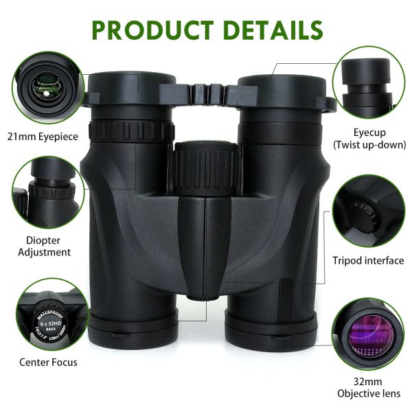 Светлый телескоп компакта биноклей 8x32 птицы для удить путешествовать звероловства