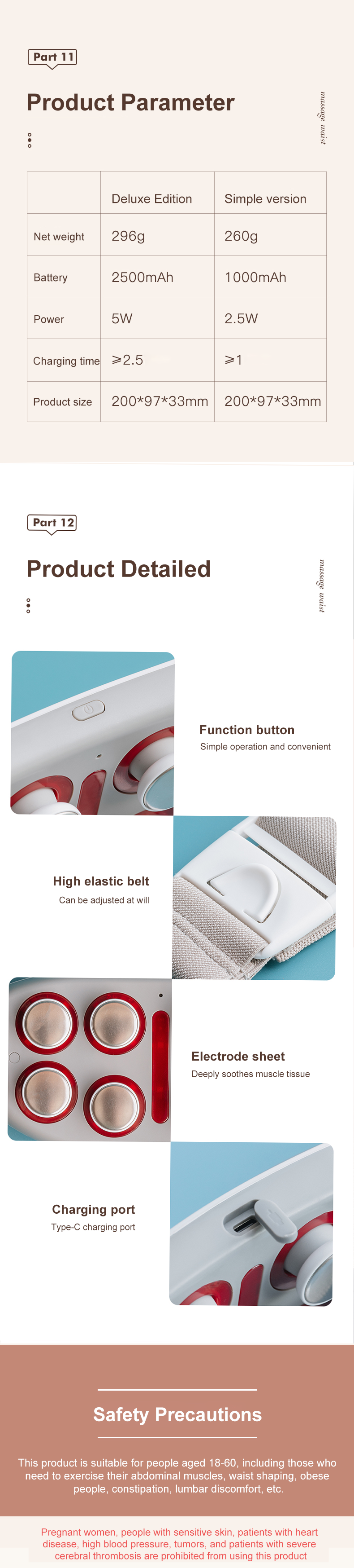 Remote Hot Abdominal Compress Massage Home Office Voice Medical Device Physiotherapy Support Belt Wireless Body Massager Belt