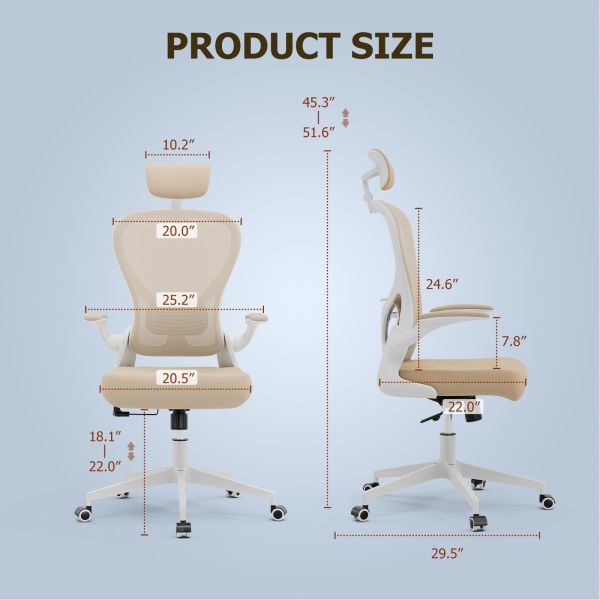 Ergonomic Home Office Desk Chair Customizable Modern Swivel Chair with Flip-up Arms