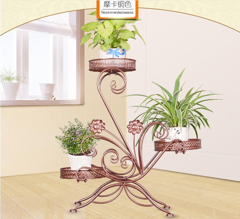 Anti Rust Wrought Iron 2.2KG 3 Tier Flower Pot Stand