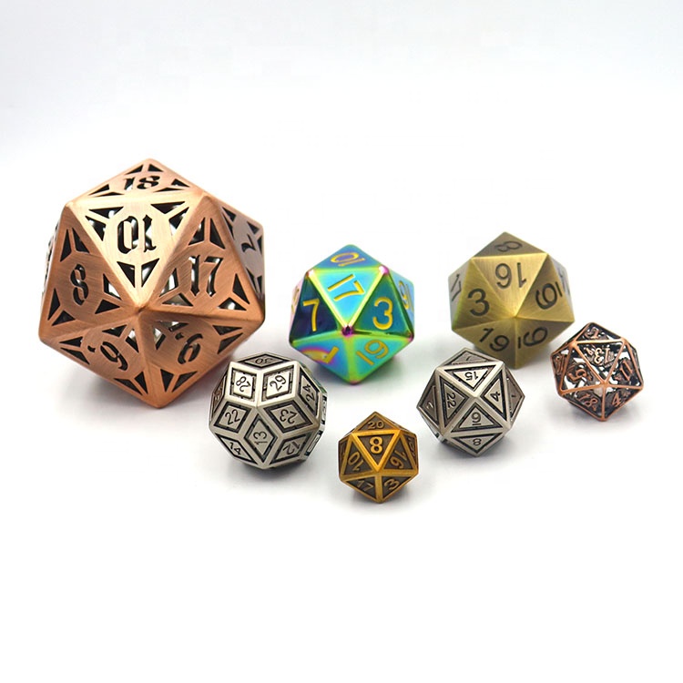Customized Size Zinc Alloy Polyhedral Dice Set with Customized Logo for RPG Games