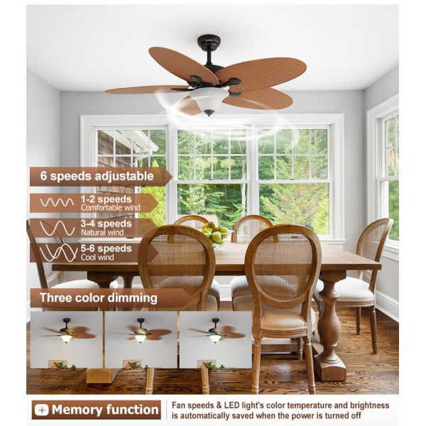 Controle remoto 1stshine Lâmpada de ventilador de teto com 5 lâminas ABS Fancy Design e iluminação LED