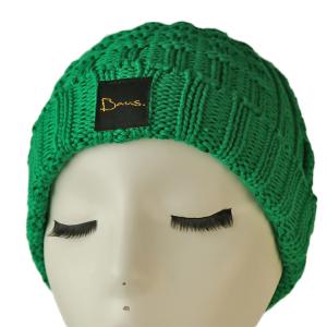 High quality unisex customize logo green winter knitted hats caps for fashion