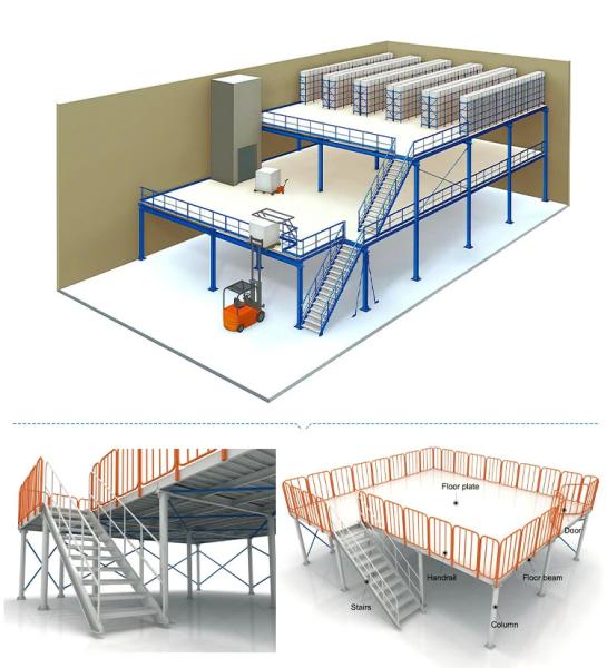 Warehouse Industrial Steel Mezzanine Floor Ladder Multi Floor Attic Racking Assembled