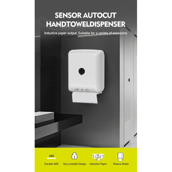 Lockable Touchless Auto Cut Paper Towel Dispenser Wall Mounted ABS Plastic Material