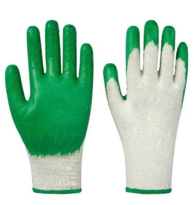 Plain Latex Coated Gloves 10 Gauge Green Latex Coated String Knit Gloves