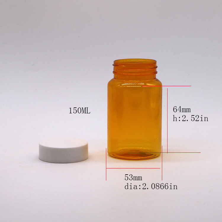 Бесплатные образцы 150 мл/см ПЭТ пластиковая оранжевая бутылка для лекарств
