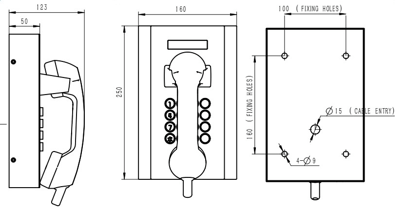 Синий или красный прочный Voip телефон для больницы / банковского обслуживания