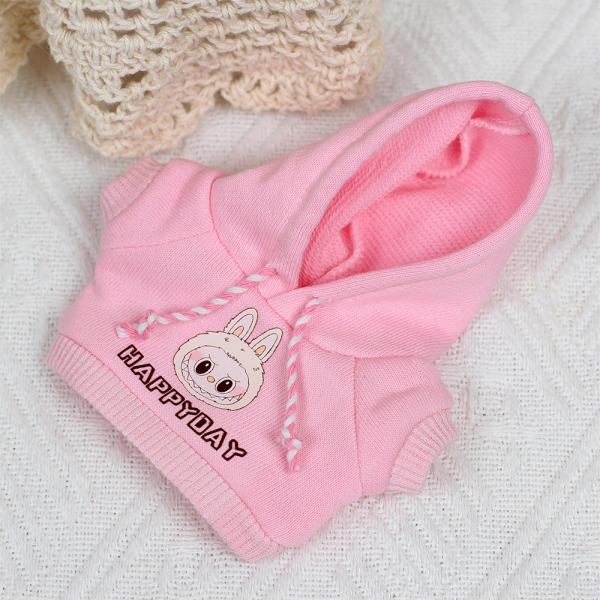 Luxury 17cm Pull Cloth Doll for Boys Famous Heart Macaron Labubu with Vinyl Face Only Clothes in a Mystery Box