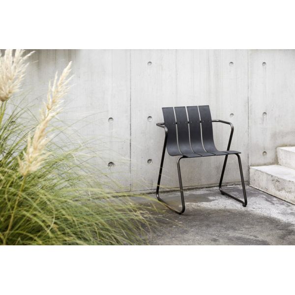 Metal Steel Garden Chair Set with Minimalist Design Plastic Wood Armchair by AJUNION