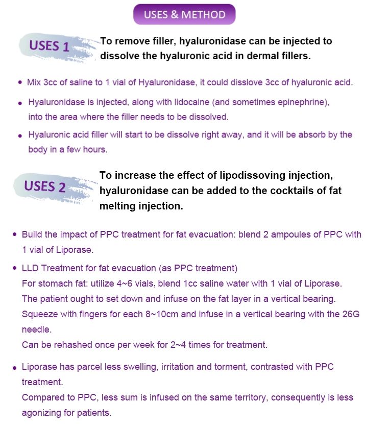 Hyaluronic кисловочные пробирки решения 10 впрысок Liporase Lipo растворяя растворяют