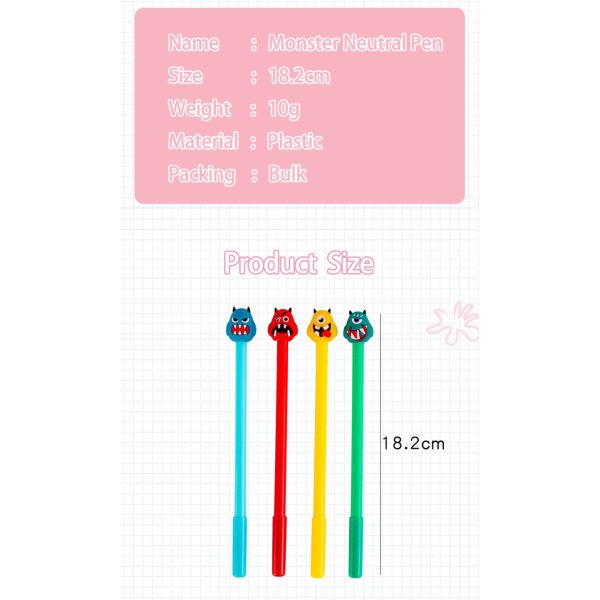 Divertida y linda pluma de firma de Halloween de 0,5 mm de tinta negra regalo de monstruo