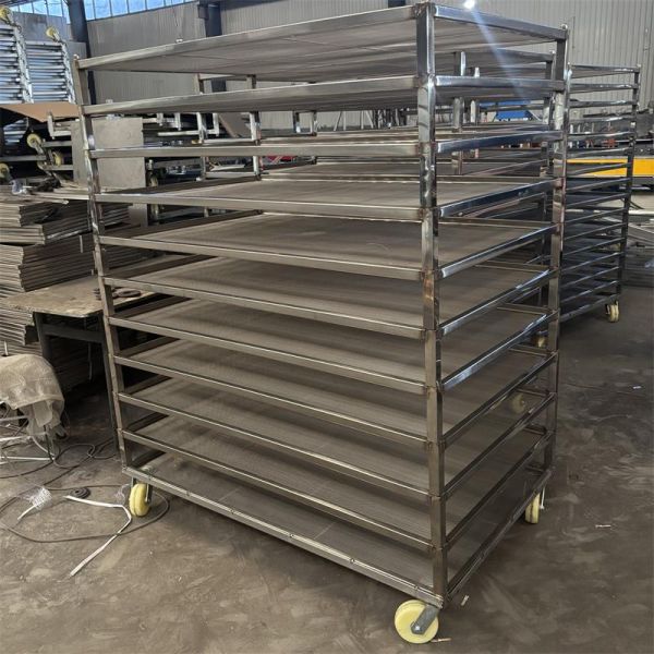 Stackable Drying Tray Cart Food-Grade Stainless Steel Drying Rack Dehydration Trolley