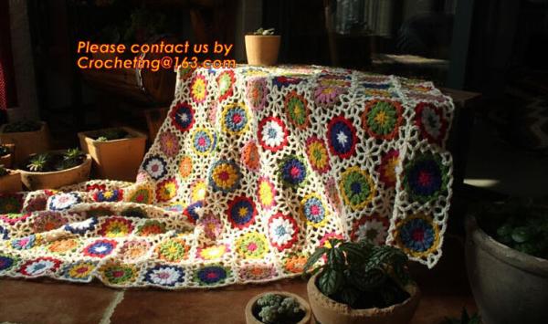 Nordic Hand-woven crochet hook Daisy striped blanket, Cashmere knitted blanket, sofa blank