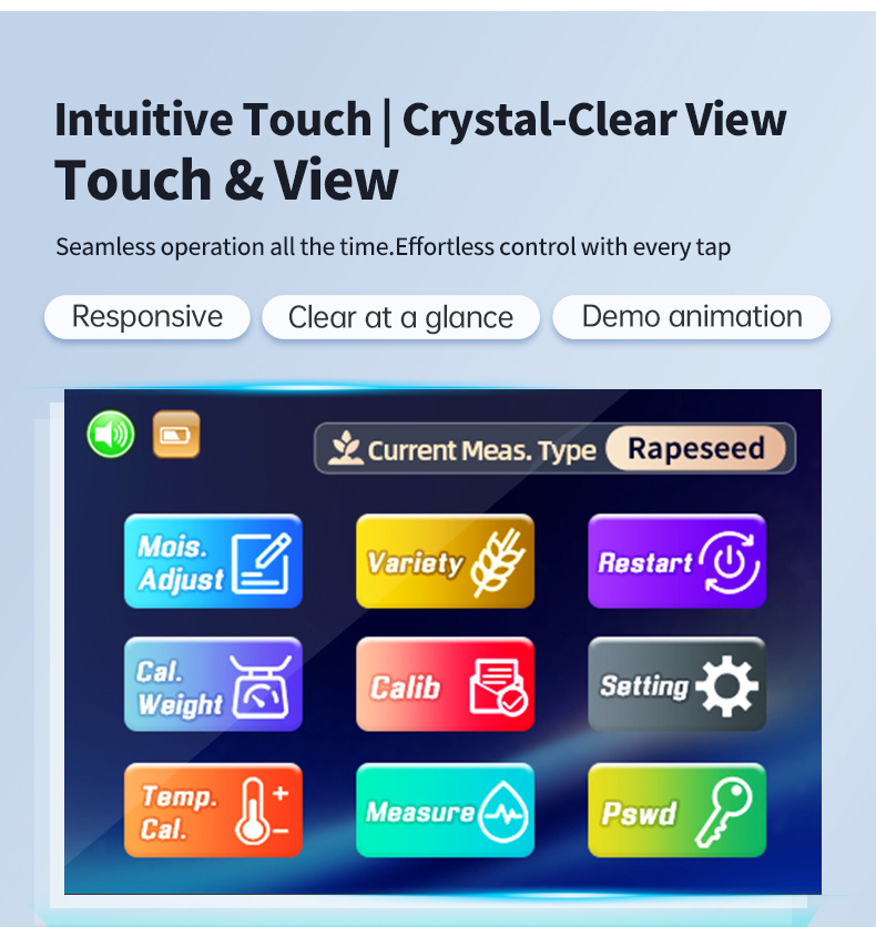 Smart Touch Screen Grain Moisture Tester, Tests 29 Kinds of Grains, Touch Control Grain Moisture Meter
