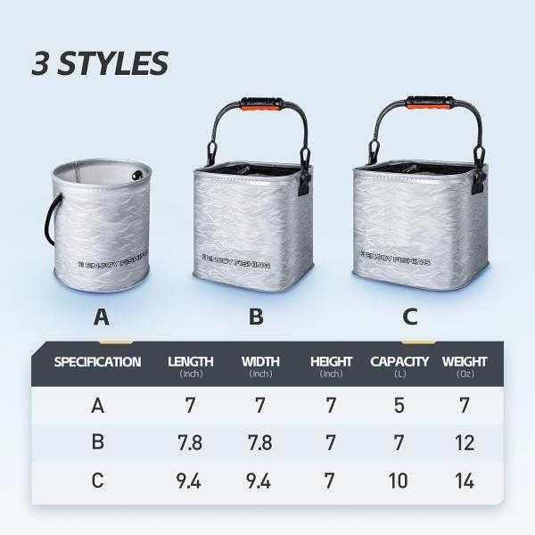 Portable Fishing Water Pail for Camping Traveling Hiking Fishing Boating Gardening with 4.5 Meters Rope